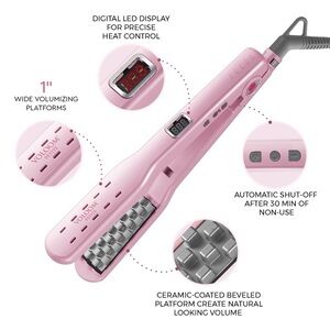 Voloom Petite 1 Inch Pink Hair Volumizing Iron Hot Tool for Hair Styling